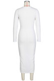 Red Sexy Solid Hollowed Out Split Joint Frenulum O Neck A Line Dresses