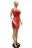 Yellow Fashion Sexy Solid Basic O Neck Vest Dress