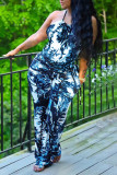 Green Sexy Casual Print Backless Halter Regular Jumpsuits