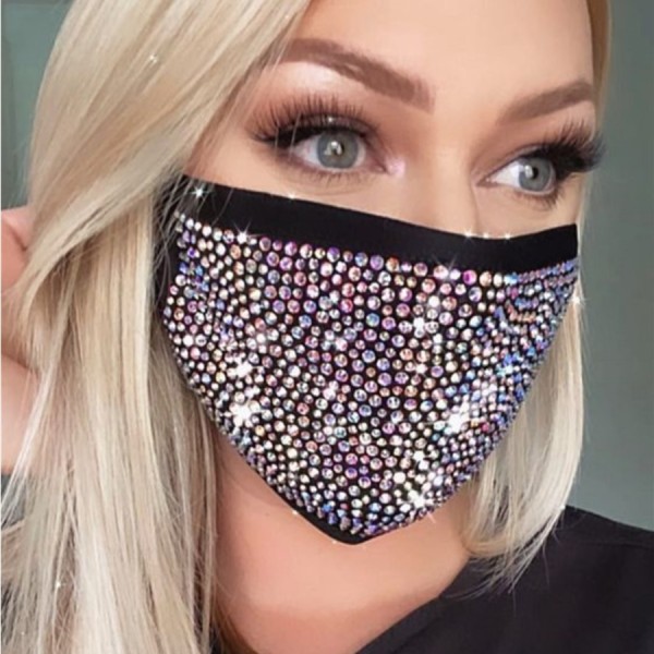 Black Fashion Hot Drilling Decorative White Face Mask
