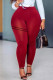 Red Casual Sportswear Solid Basic Skinny High Waist Trousers
