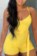 Yellow Sexy Casual Solid Backless Spaghetti Strap Skinny Romper