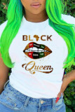 Red Fashion Casual Print Basic O Neck T-Shirts