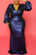 Dark Blue Sexy Solid V Neck Evening Dress Dresses