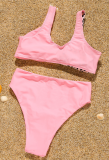 Pink Sexy Leopard Patchwork Swimwears