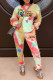 Red Casual Print Hooded Collar Long Sleeve Two Pieces