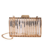 Champagne Fashion Patchwork Solid Chain Strap Crossbody Bag