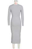 Red Sexy Solid Hollowed Out Split Joint Frenulum O Neck A Line Dresses