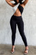 Black Sexy Casual Patchwork Hollowed Out Backless Halter Skinny Jumpsuits