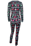 Black Sexy Print Patchwork V Neck Skinny Jumpsuits