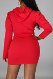 Red Casual Patchwork Mesh Maxi Dresses Dresses