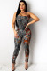 Black Fashion Sexy Coloured drawing Backless Sleeveless Wrapped Jumpsuits