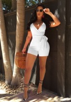 White Polyester Bandage Backless Solid Fashion sexy Jumpsuits & Rompers
