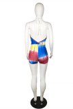 Yellow Fashion Sexy Print Backless O Neck Sleeveless Regular Romper