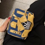 Dark Blue Fashion Casual Patchwork Chain Strap Crossbody Bag