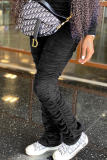 Blue Casual Solid Patchwork Zipper Collar Long Sleeve Two Pieces