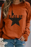 Orange Casual Street Cotton Polyester Letter Print The stars Pullovers Basic O Neck Tops