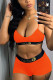 Orange OL Patchwork Solid backless HOLLOWED OUT Straight Sleeveless Two Pieces