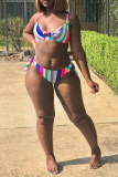 Rainbow Color Sexy Print Patchwork Swimwears