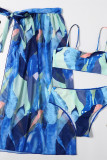 Multicolor Fashion Sexy Print Backless Swimwears
