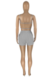 Pink Sportswear Solid Patchwork U Neck Sleeveless Two Pieces