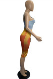 Gradient Color Sexy Gradual Change Print Backless Asymmetrical Spaghetti Strap Sleeveless Dress