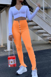 White Black Green Pink Apricot Orange purple Polyester Zipper Fly High Solid Zippered Boot Cut Pants Bottoms