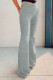 Grey Casual Solid Hollowed Out Regular High Waist Wide Leg Solid Color Bottoms