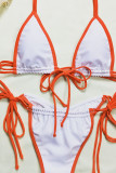 Orange Sexy Solid Backless Swimwears