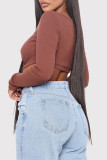 Red Casual Living Solid Hollowed Out V Neck Skinny Romper