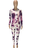 Red Sexy Casual Print O Neck Regular Jumpsuits
