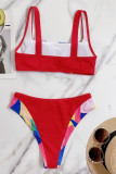 Red Fashion Sexy Patchwork Backless Swimwears