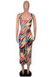Multicolor Sexy Casual Print Basic U Neck Sleeveless Two Pieces
