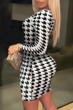 Black Sexy Plaid Patchwork Wrapped Skirt Dresses