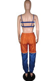 Pink Polyester Sexy Fashion backless Patchwork Zippered Solid Straight Long Sleeve Two-piece Pants Set