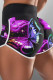Black Casual Sportswear Print Patchwork Skinny High Waist Shorts