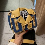 Dark Blue Fashion Casual Patchwork Chain Strap Crossbody Bag