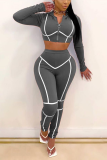Brick Red Sexy Solid Patchwork Hooded Collar Long Sleeve Two Pieces