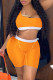 Orange Fashion Casual Solid Patchwork Sleeveless Two Pieces