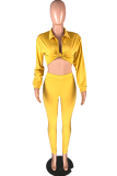 Red Casual Patchwork Bandage Turndown Collar Long Sleeve Two Pieces