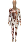 Red Sexy Casual Print O Neck Regular Jumpsuits