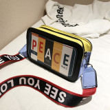 Red Fashion Casual Patchwork Letter Print Red Crossbody Bag