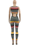 Red Sexy Print Bandage Split Joint Spaghetti Strap Straight Jumpsuits