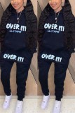 Black Casual Print Patchwork Long Sleeve Two Pieces