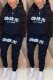 Black Casual Print Patchwork Long Sleeve Two Pieces