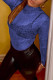 Blue Fashion Casual Print Turtleneck Tops