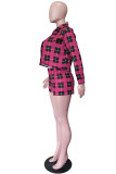 purple Fashion Sexy adult Patchwork Print Plaid Three-Piece Suits Straight Long Sleeve Two-Piece