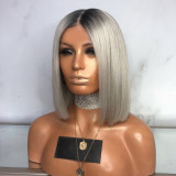Silver Gray Fashion Solid Short Straight Hair Wigs
