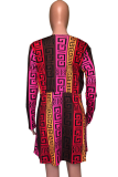Red Sexy Striped Patchwork V Neck Irregular Dress Dresses