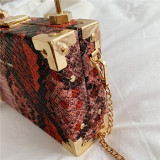 Red Fashion Patchwork Print Chain Strap Red Crossbody Bag